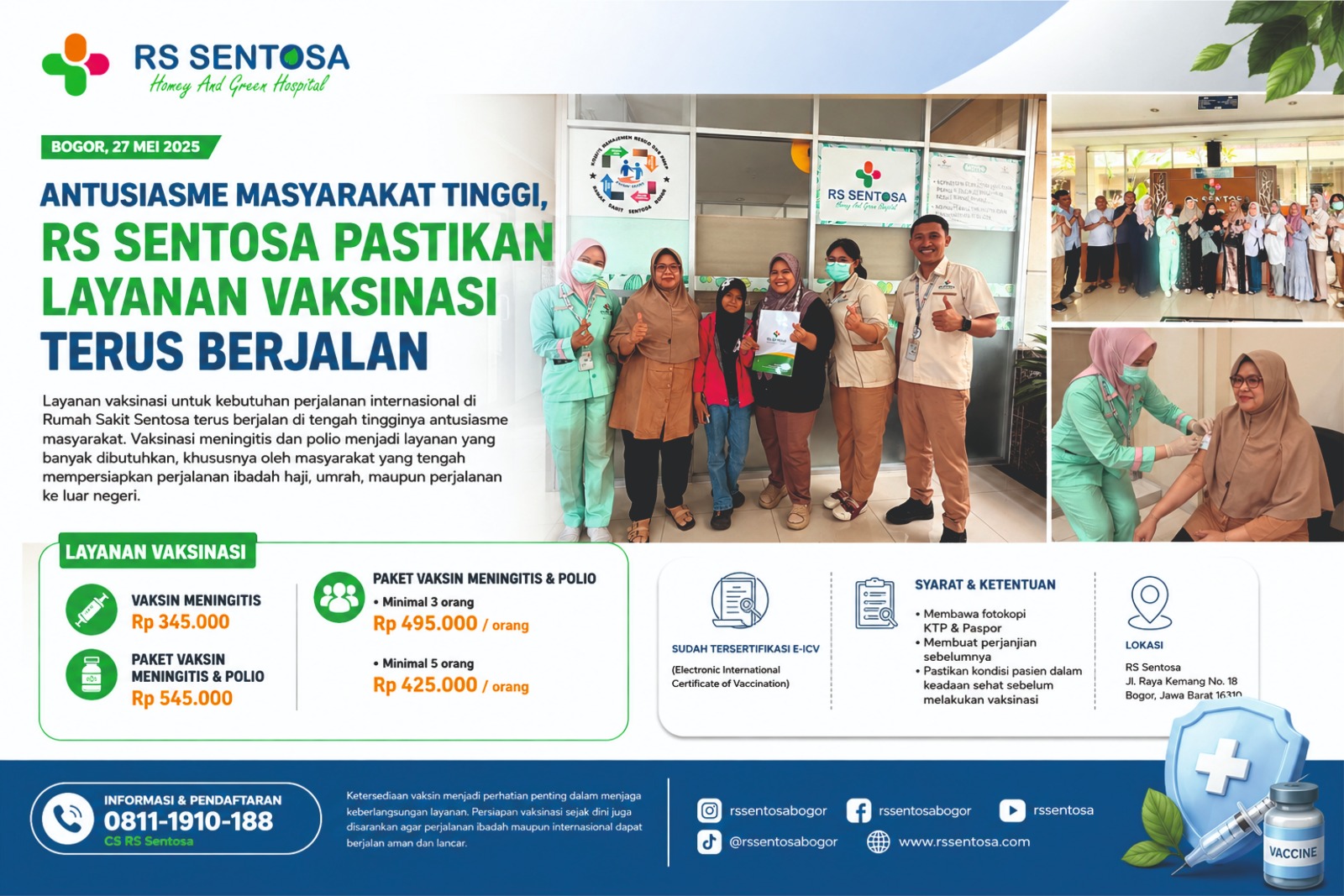 Antusiasme Masyarakat Tinggi, RS Sentosa Pastikan Layanan Vaksinasi Terus Berjalan